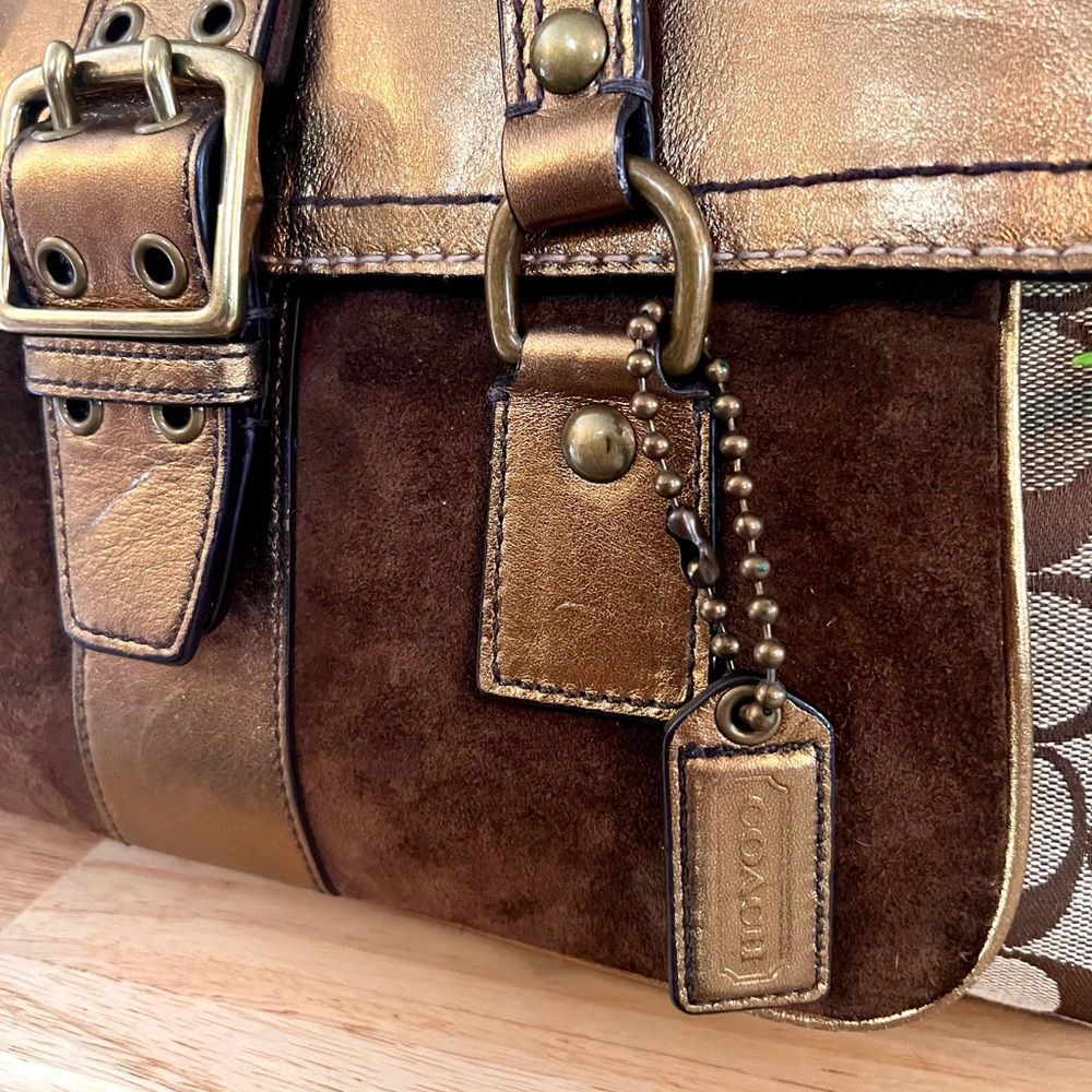 COACH Hampton 1498 Vintage Special Edition Fall ‘04 Bronze Suede Leather Satchel - Picture 3 of 15